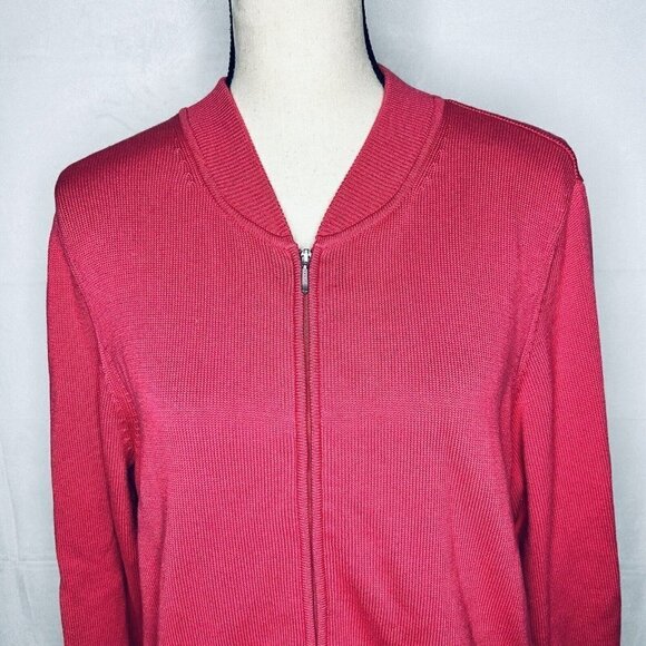 Talbots Full-Zip Cardigan Sweater Mercerized Cotton Pink Long-Sleeve Sz XL - Picture 2 of 8